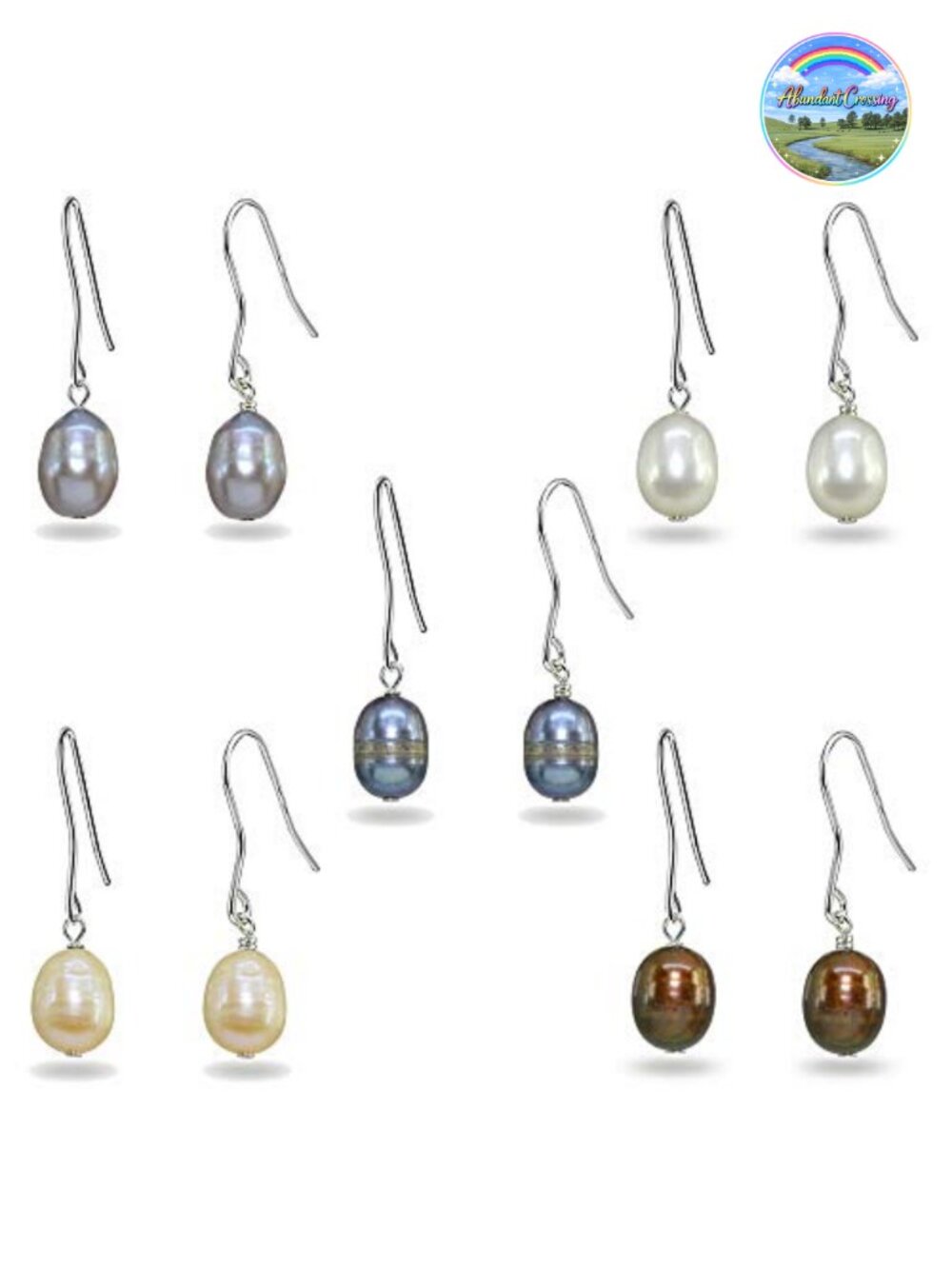Sterling Silver Freshwater Pearl Dainty Drop Dangle Earrings Set